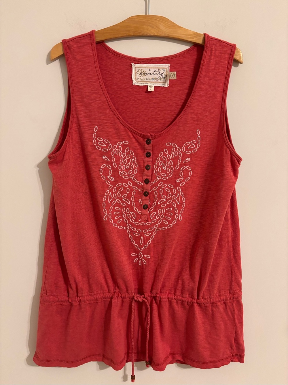 Aventura Embroidered drawstring waist tank top